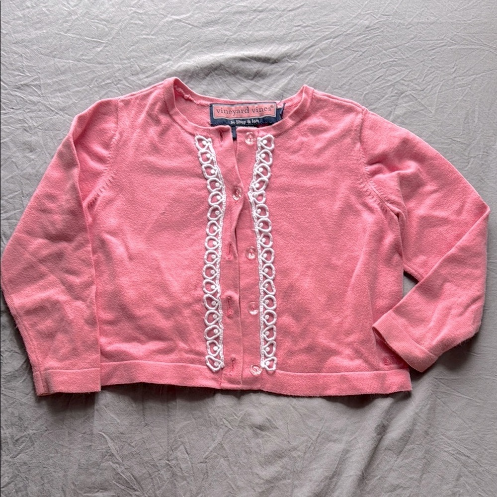 Vineyard Vines Pink Cardigan with White Trim